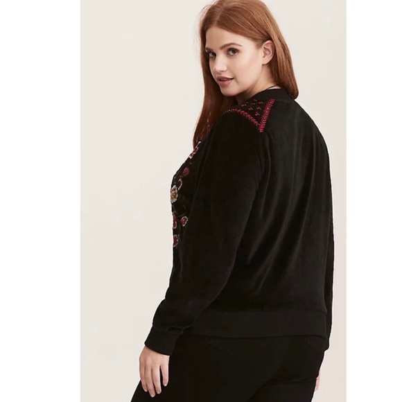 Torrid Floral Embellished Velvet Bomber Jacket - Picture 3 of 3